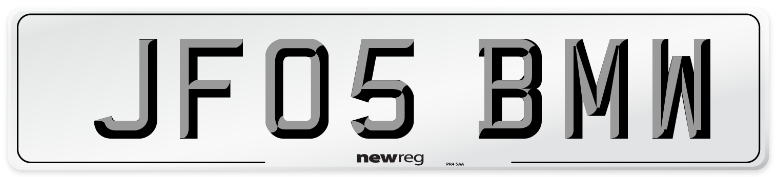 JF05 BMW Number Plate from New Reg